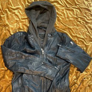 Mauritius Black Leather Jacket YOA w Sweatshirt